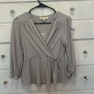 White Blouse with black hearts